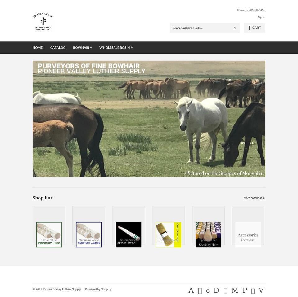 pioneervalleyluthier.com shopify website screenshot