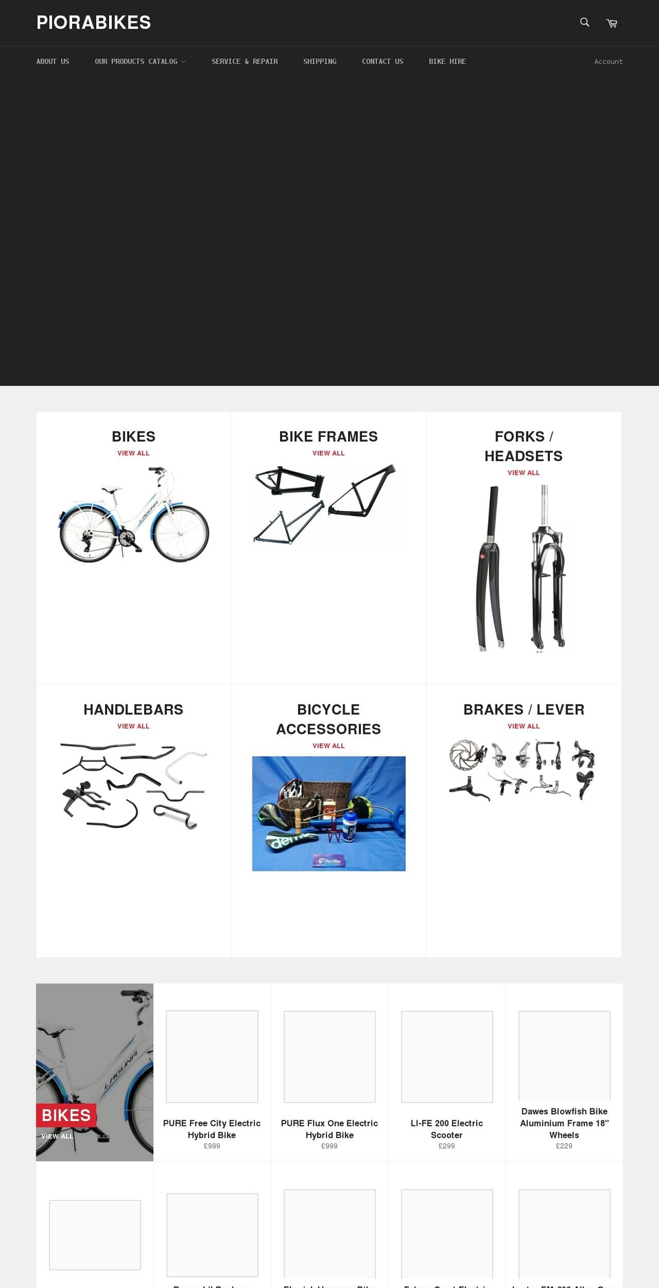 piorabikes.co.uk shopify website screenshot
