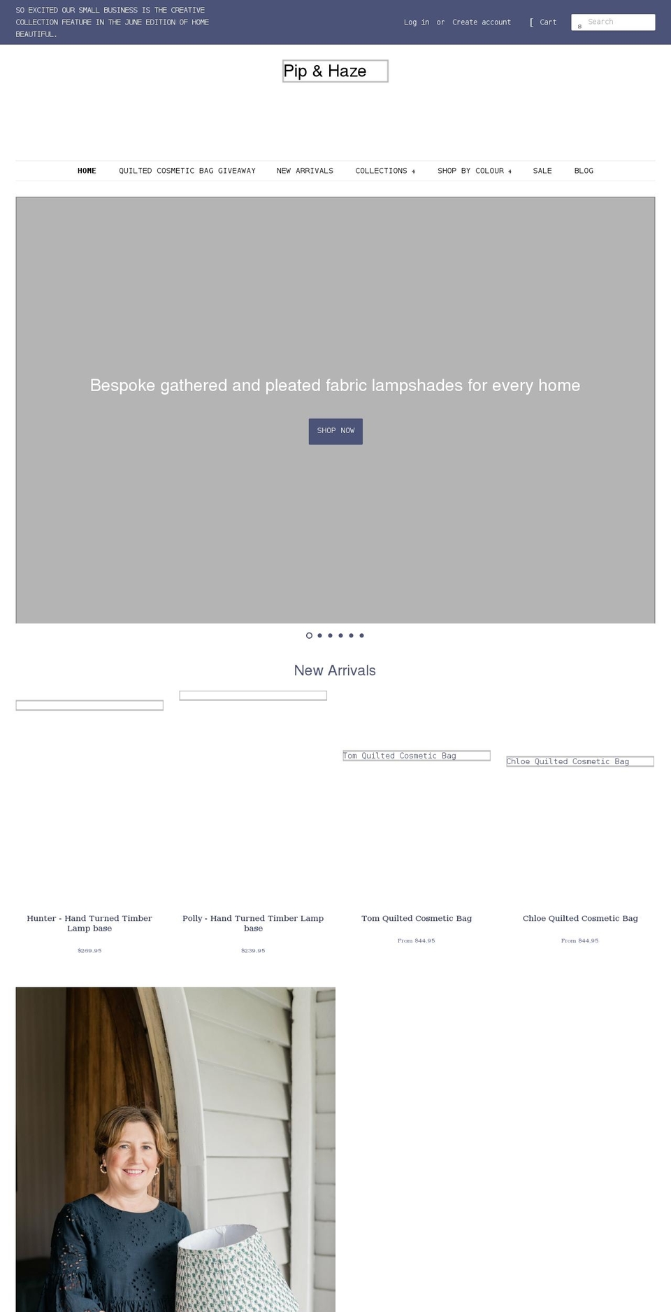 pipandhaze.com.au shopify website screenshot