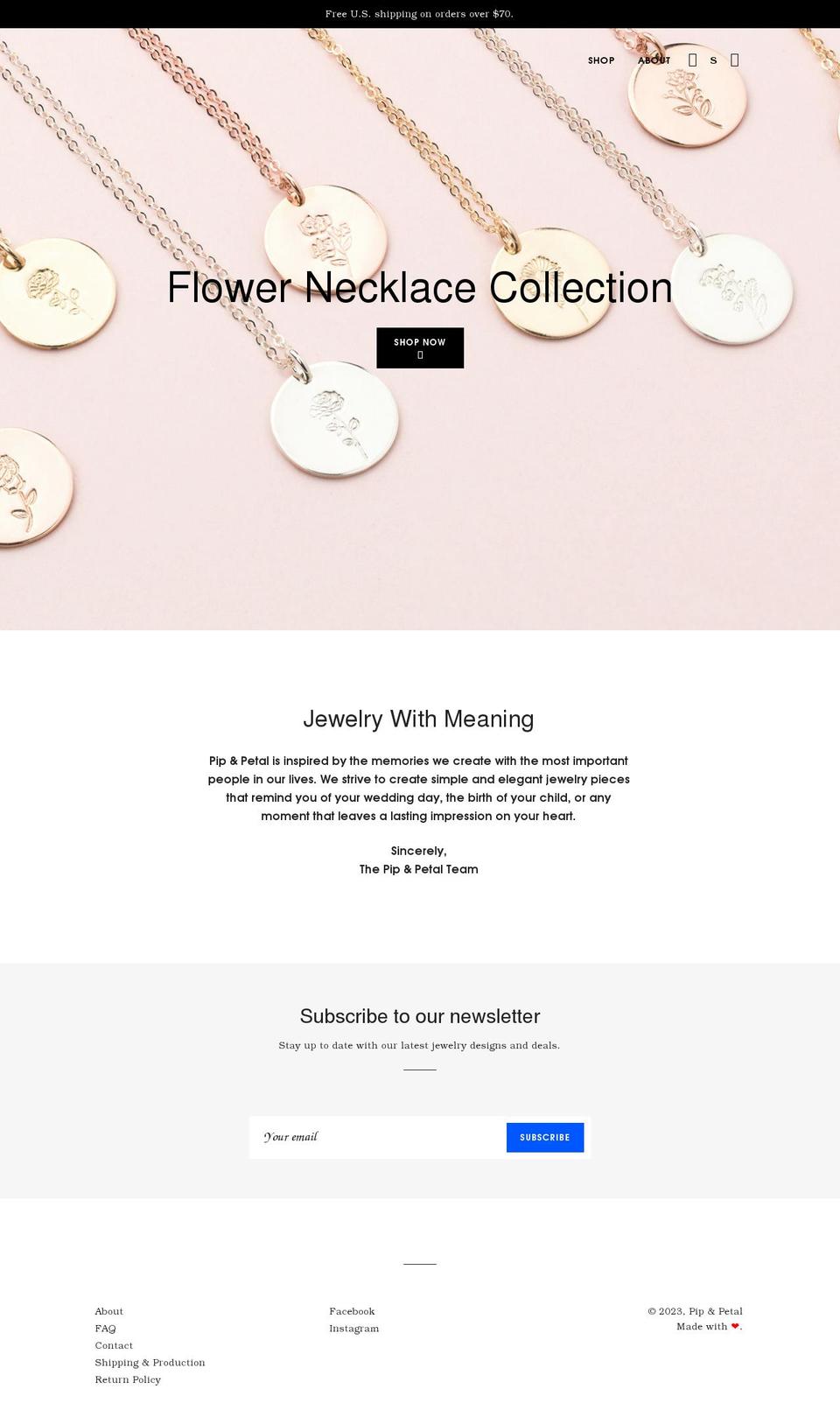 pipandpetal.com shopify website screenshot