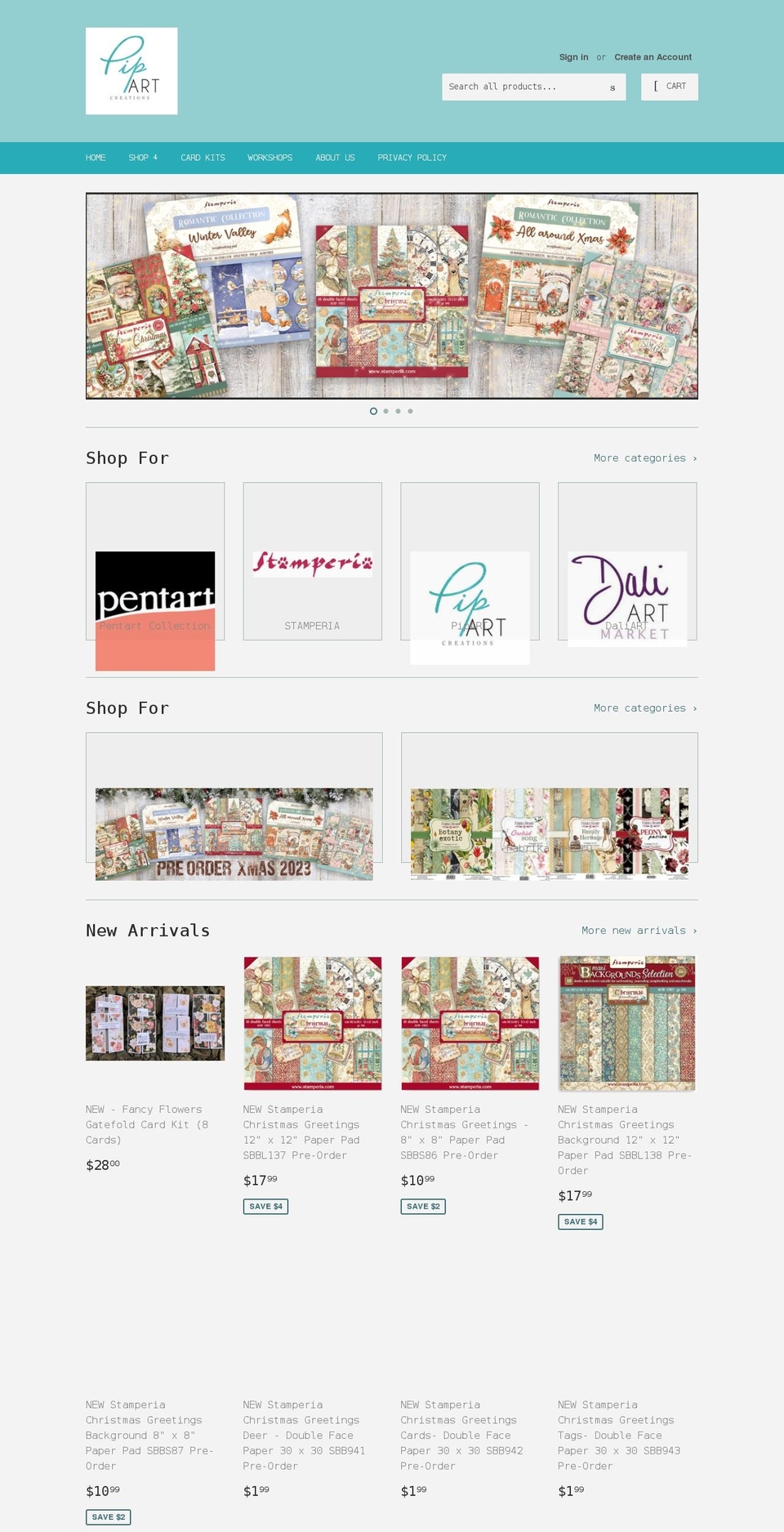 pipartcreations.com shopify website screenshot