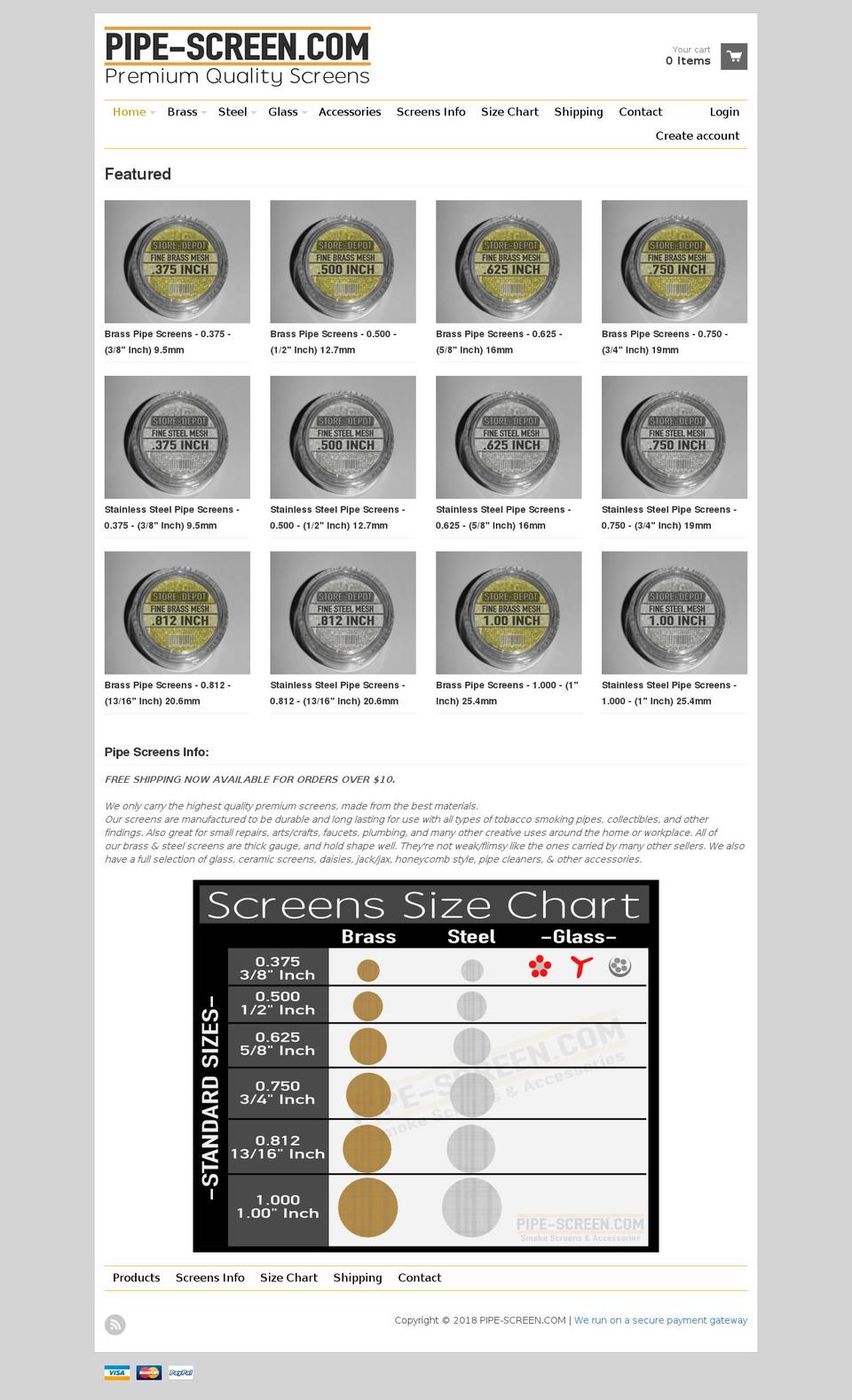 pipe-screen.com shopify website screenshot