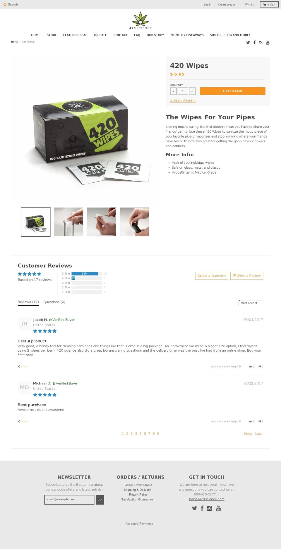 pipe-wipes.com shopify website screenshot