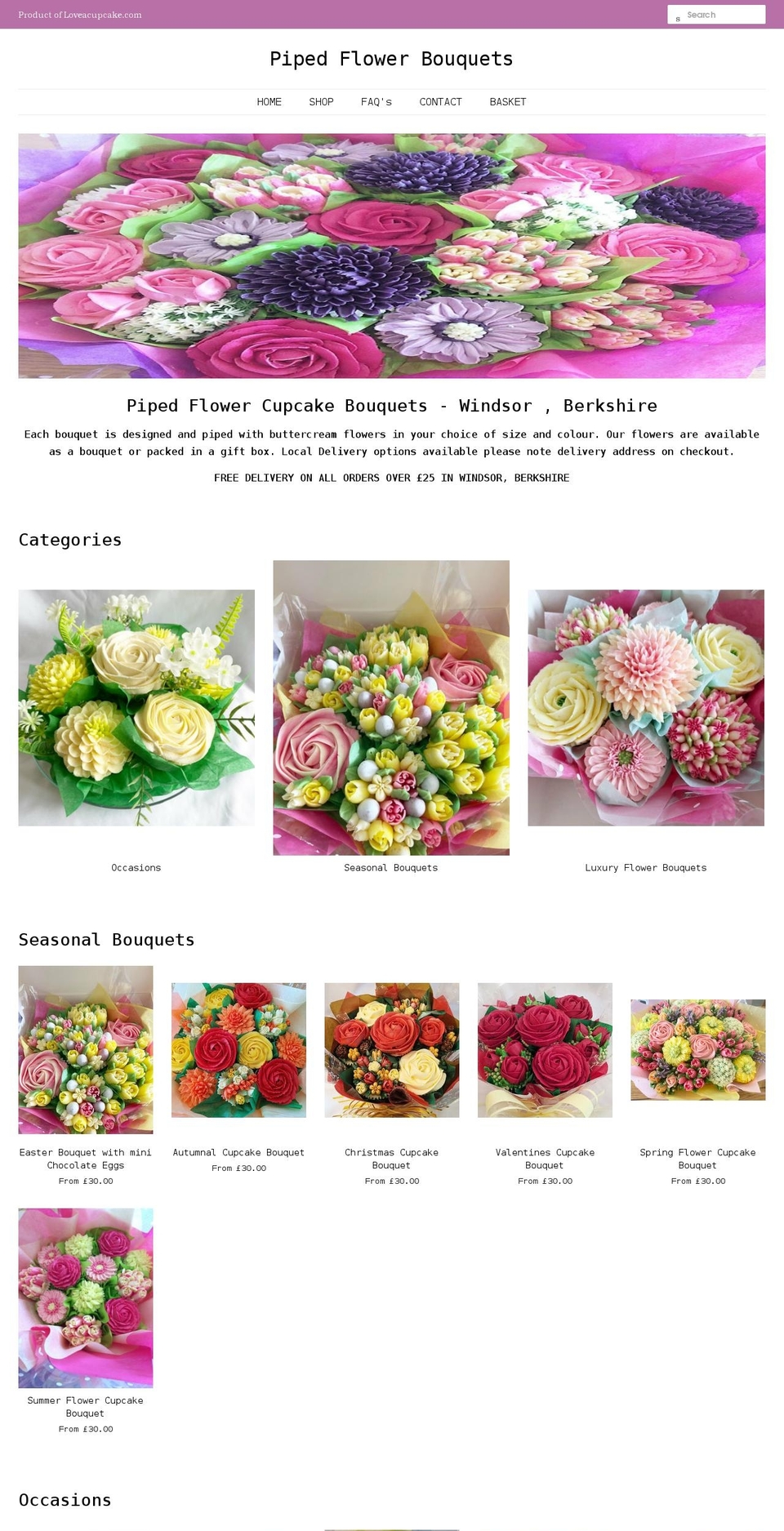 pipedflowerbouquets.com shopify website screenshot