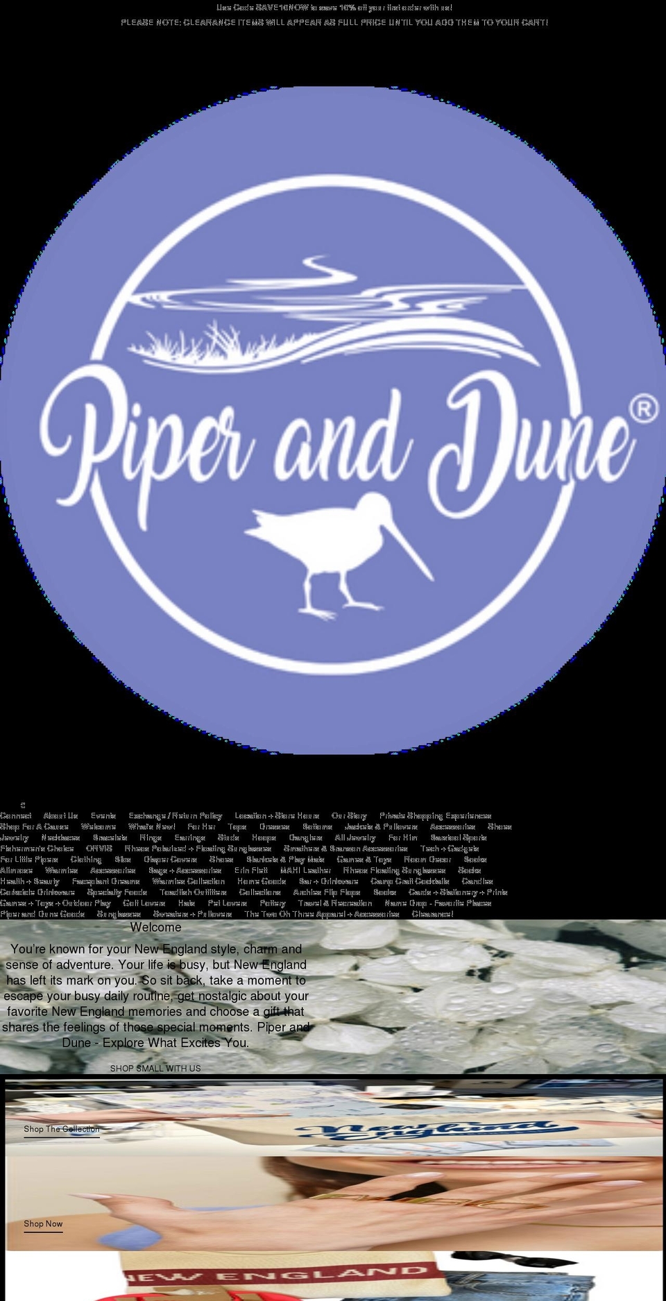 piperanddune.com shopify website screenshot