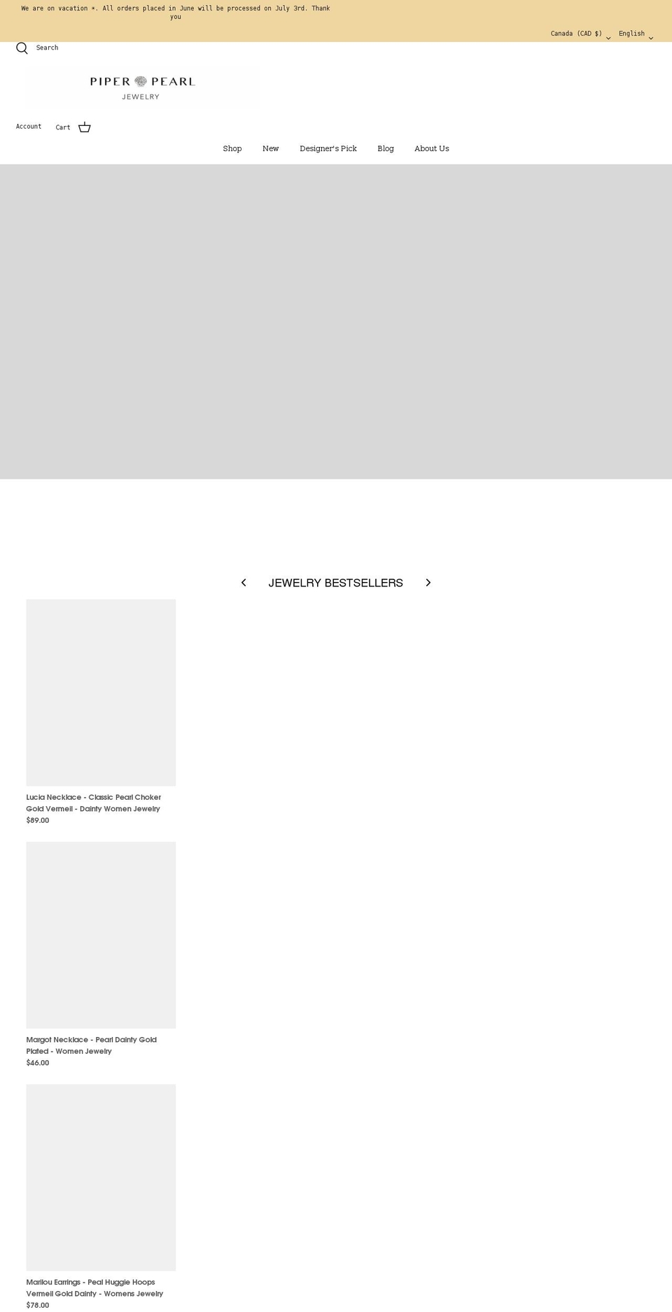 piperandpearl.com shopify website screenshot