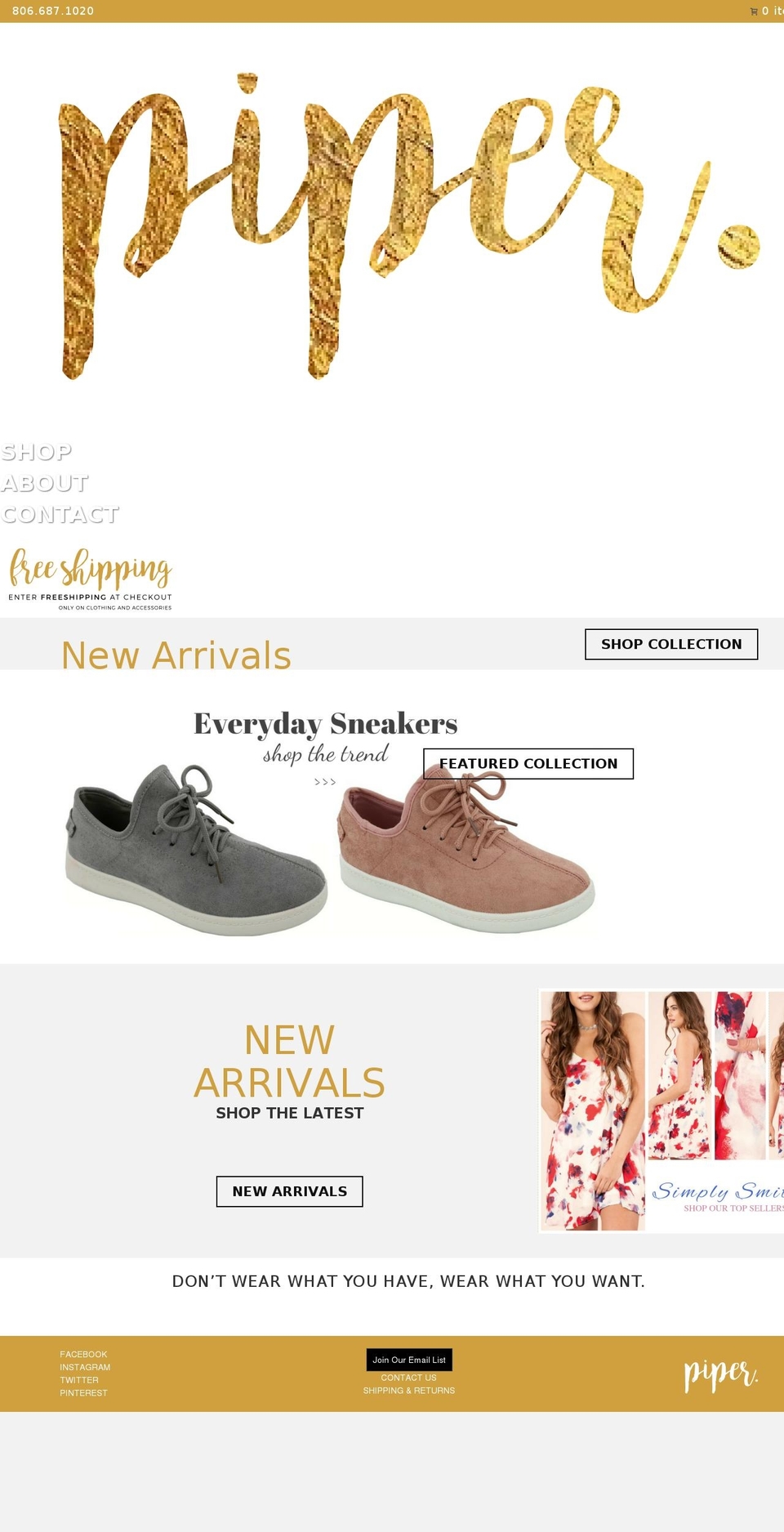 piperlubbock.com shopify website screenshot
