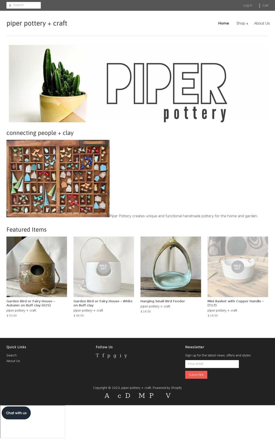 piperpottery.com shopify website screenshot