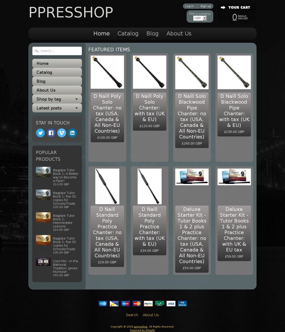 pipingpressshop.com — Shopify storefront screenshot