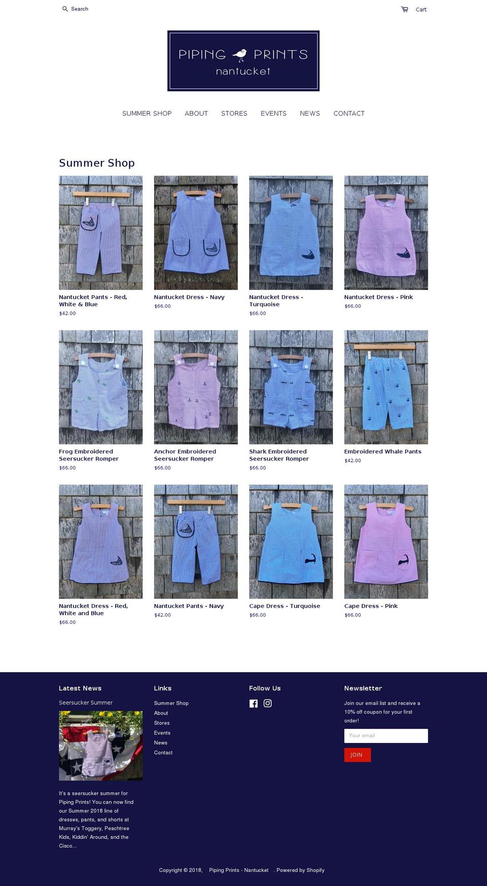 pipingprints.com shopify website screenshot