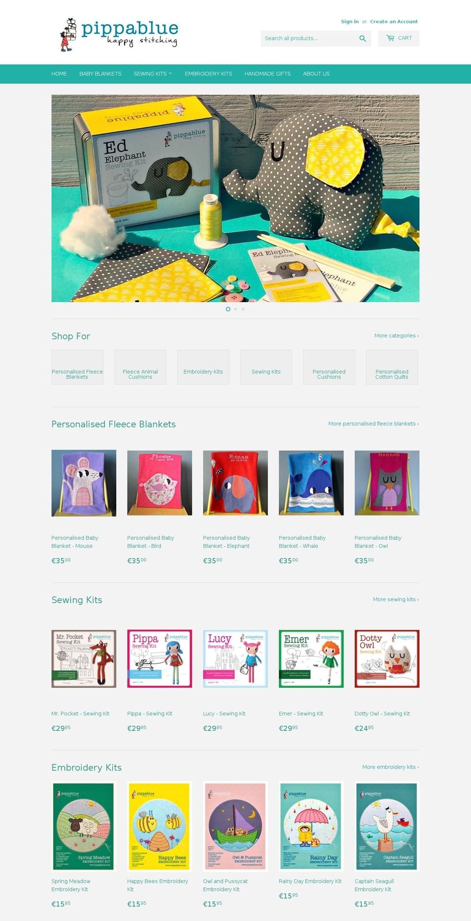 pippablue.biz shopify website screenshot