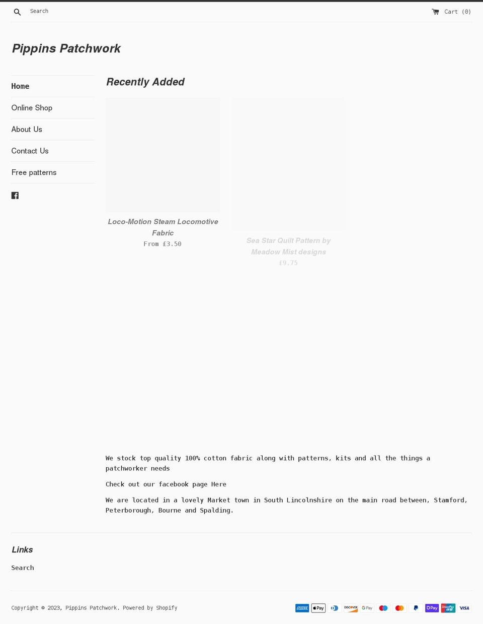 pippinspatchwork.com shopify website screenshot