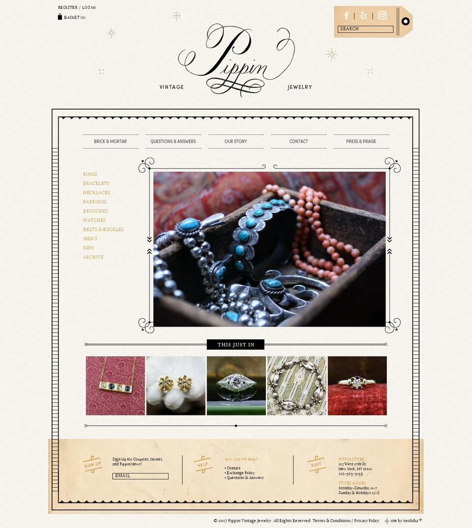 pippinvintage.com shopify website screenshot