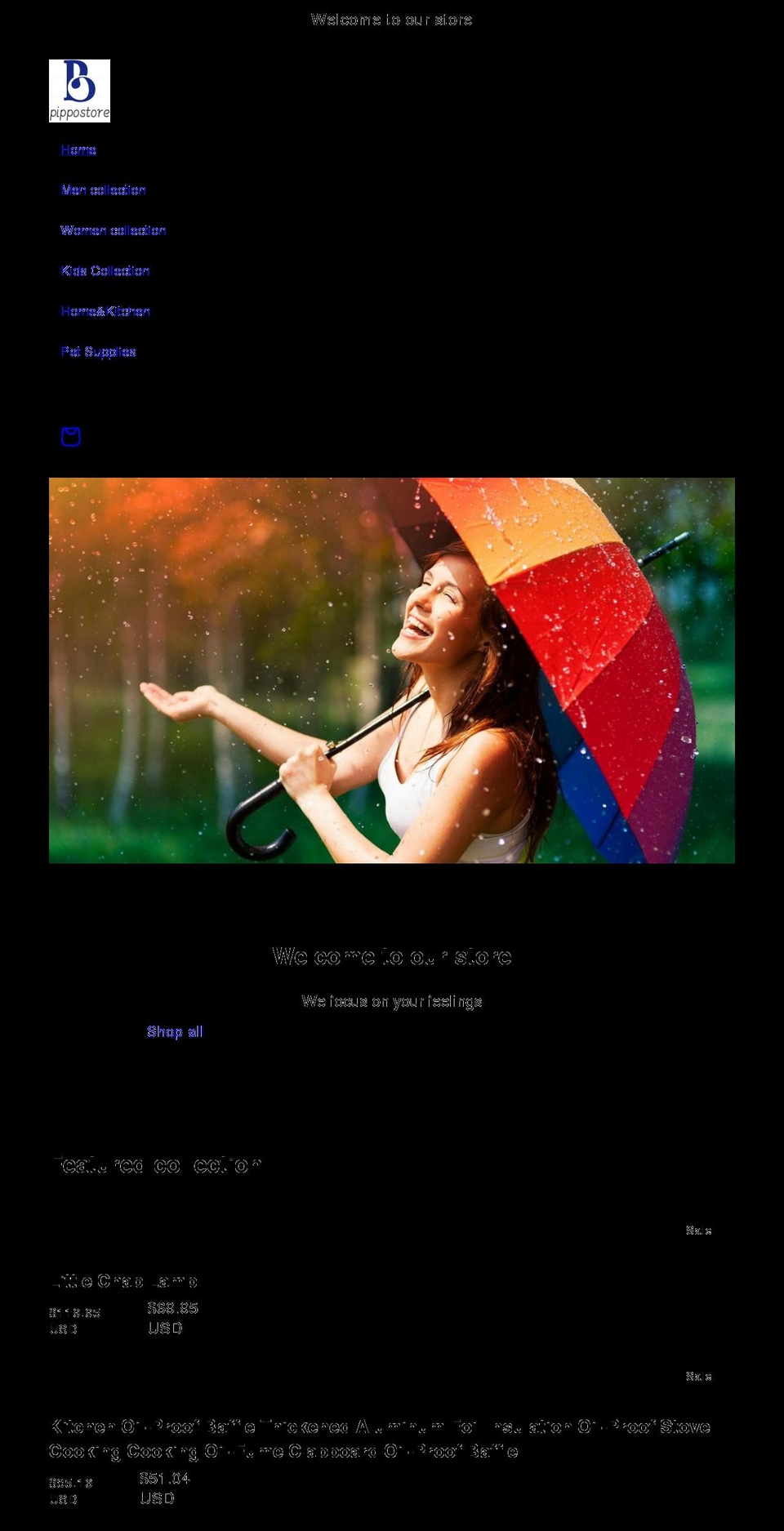 pippostore.com shopify website screenshot