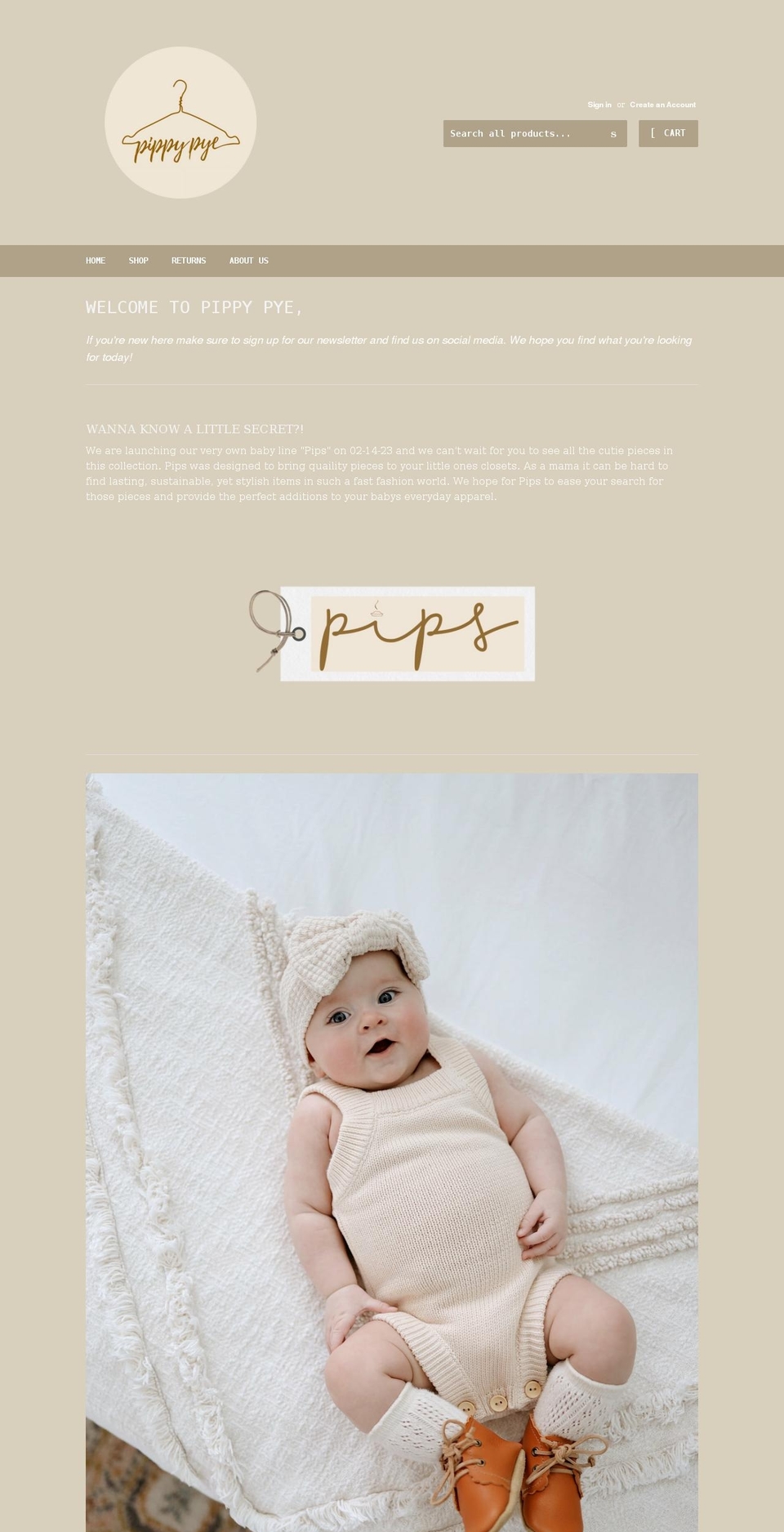 pippypyeboutique.com shopify website screenshot