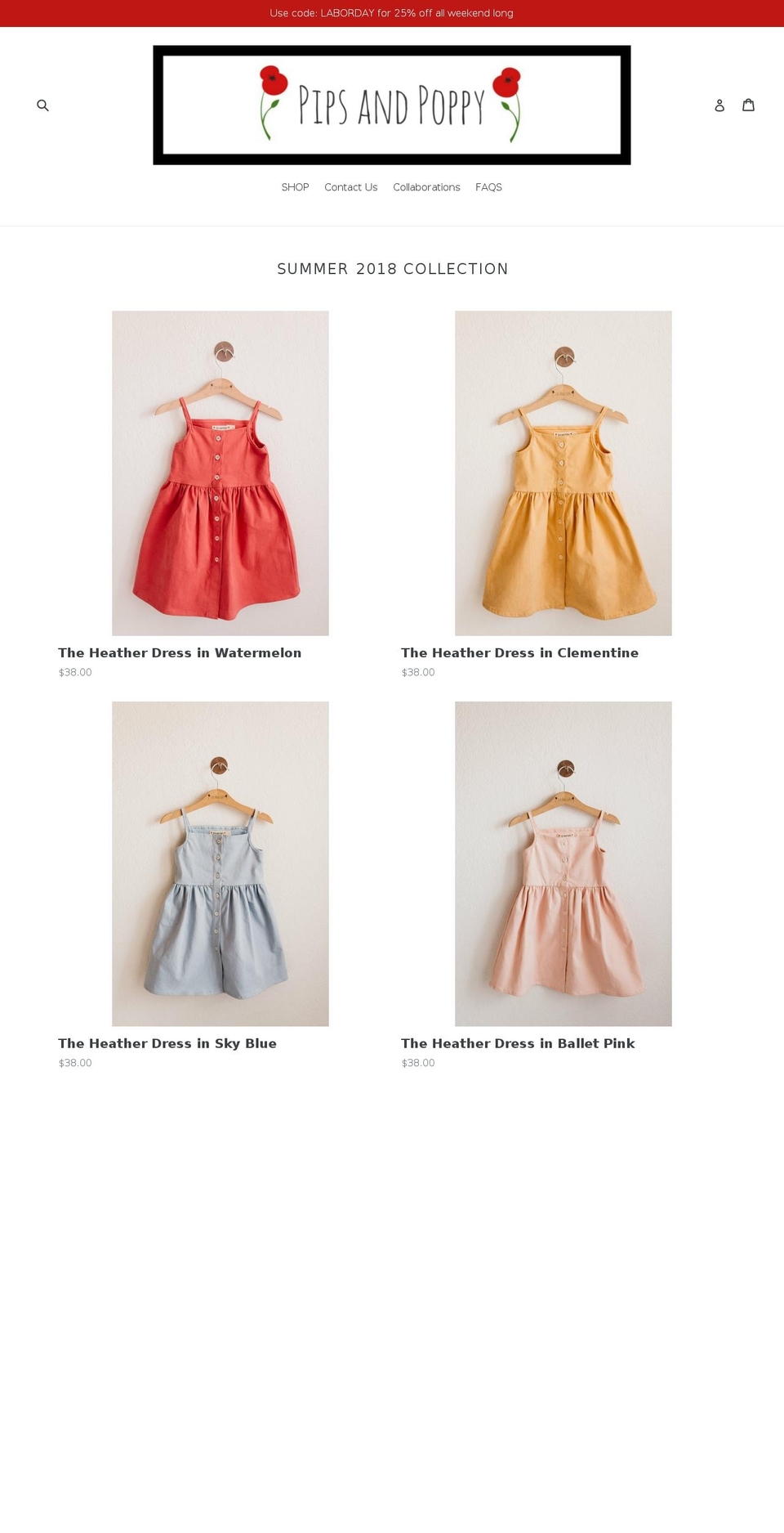 pipsandpoppy.com — Shopify storefront screenshot