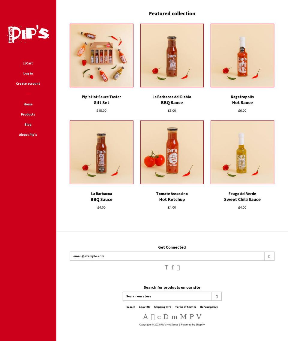 pipshotsauce.com — Shopify storefront screenshot