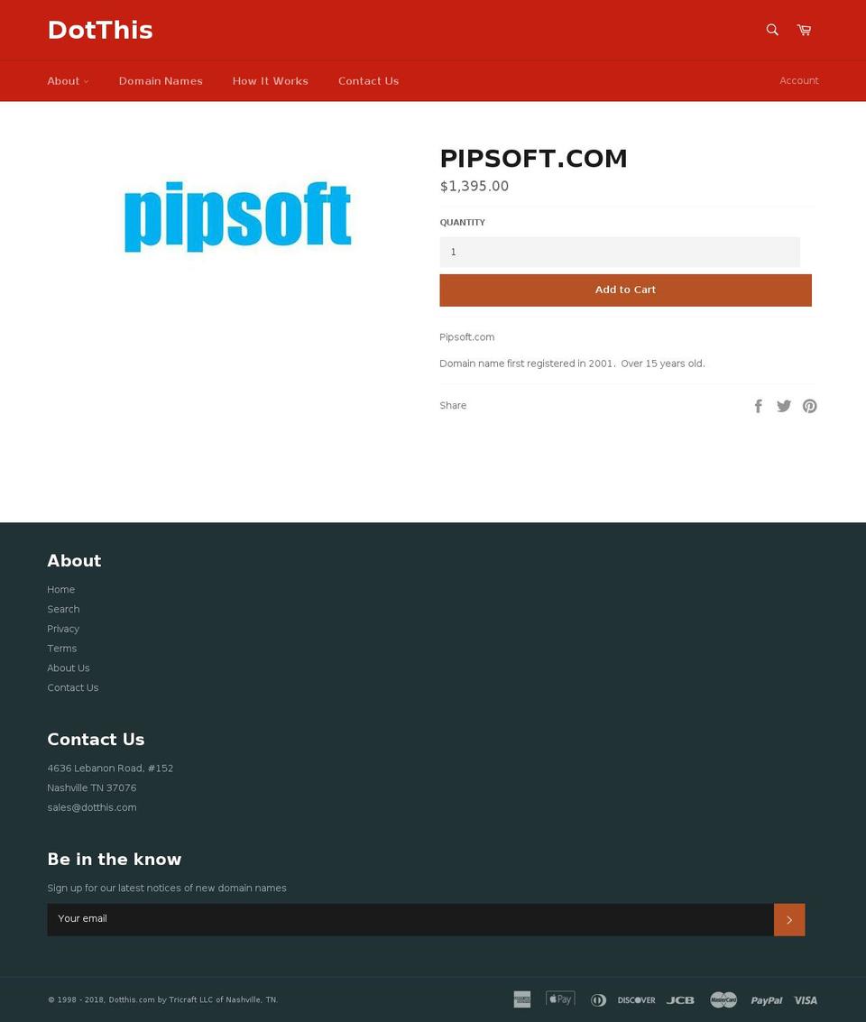 pipsoft.com — Shopify storefront screenshot