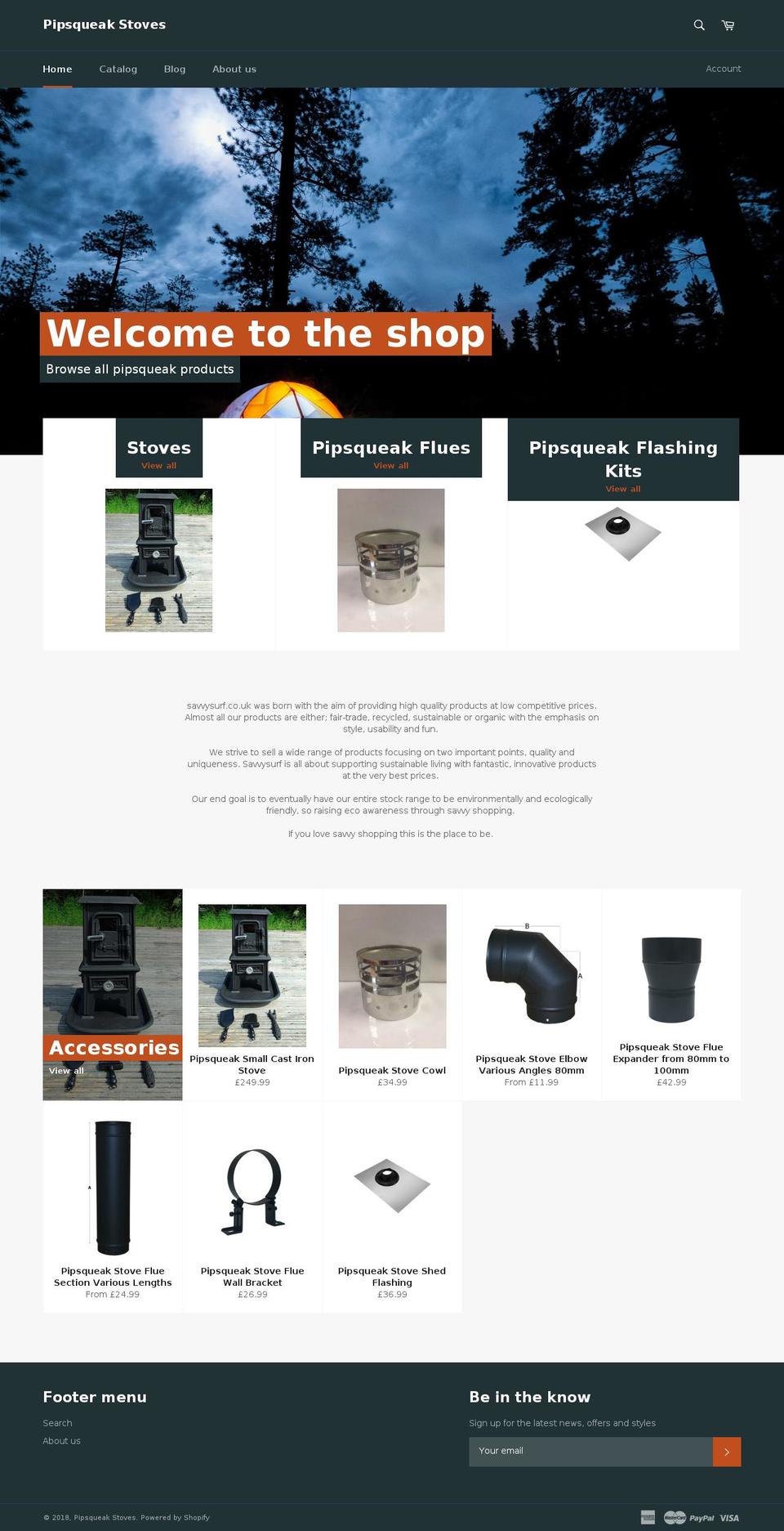 pipsqueak-stove.com shopify website screenshot