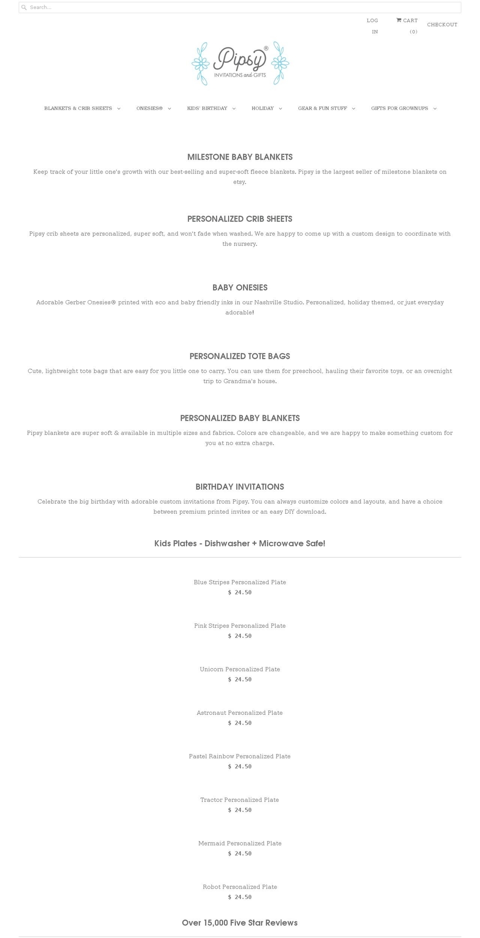 pipsybaby.com — Shopify storefront screenshot