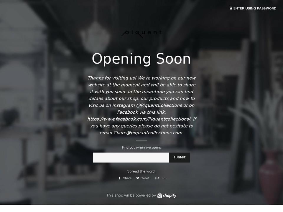 piquantcollections.com — Shopify storefront screenshot