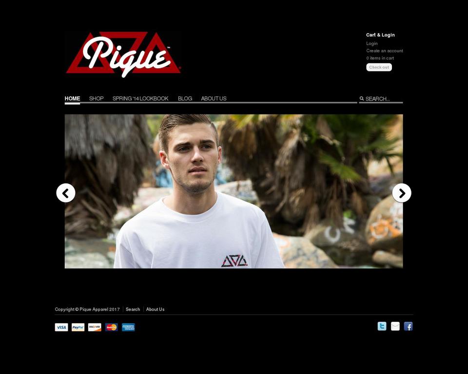 Paradigm Shopify theme site example piqueapparel.com