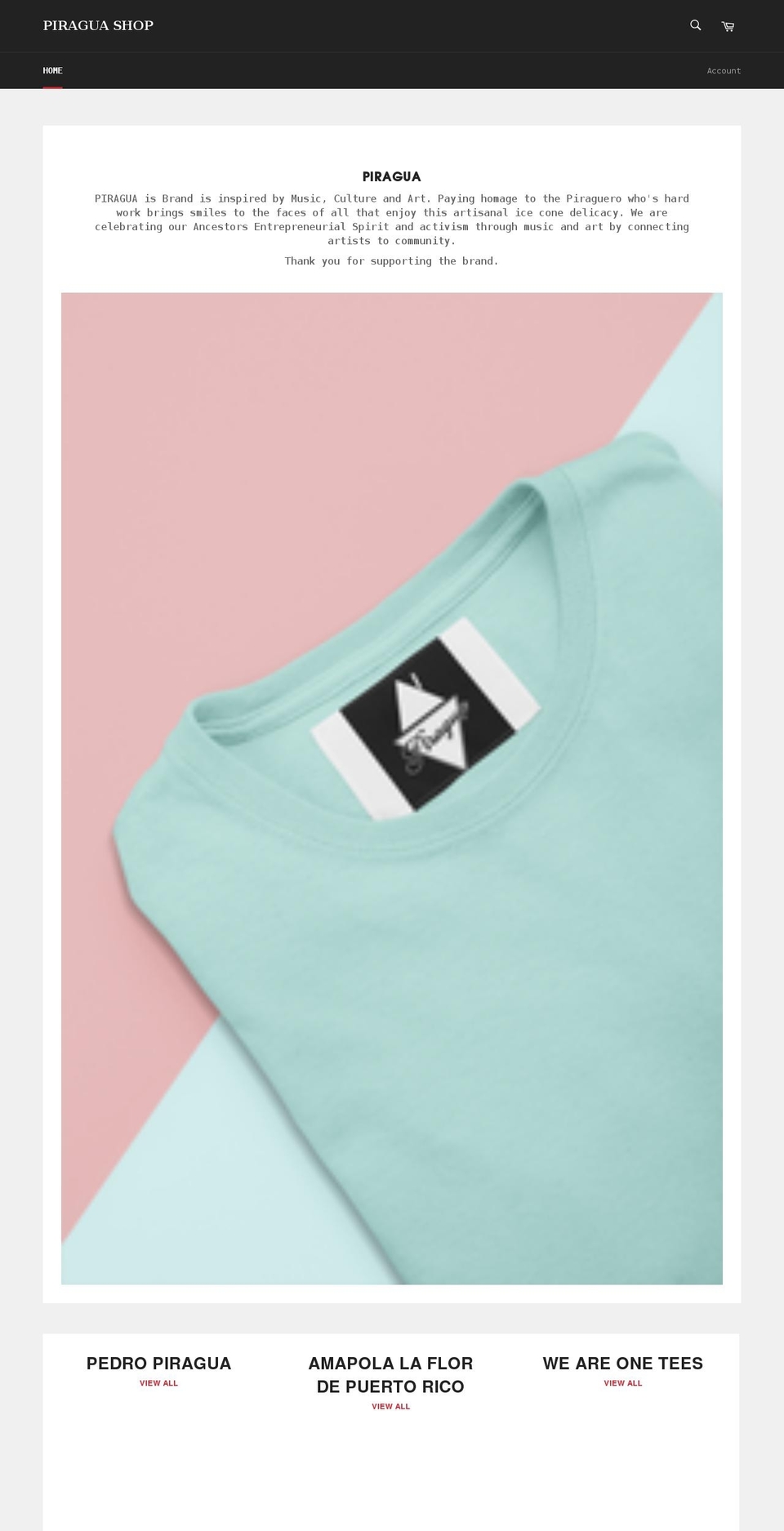 piraguabrand.com shopify website screenshot