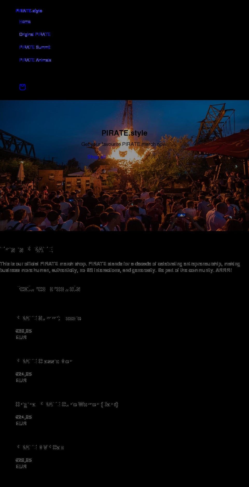 pirate.style shopify website screenshot