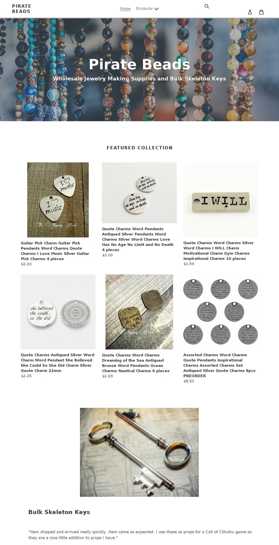 piratebeads.com shopify website screenshot