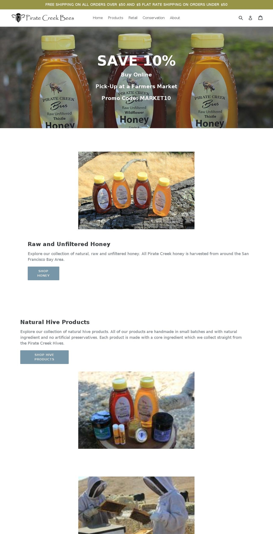 piratecreekbees.com shopify website screenshot