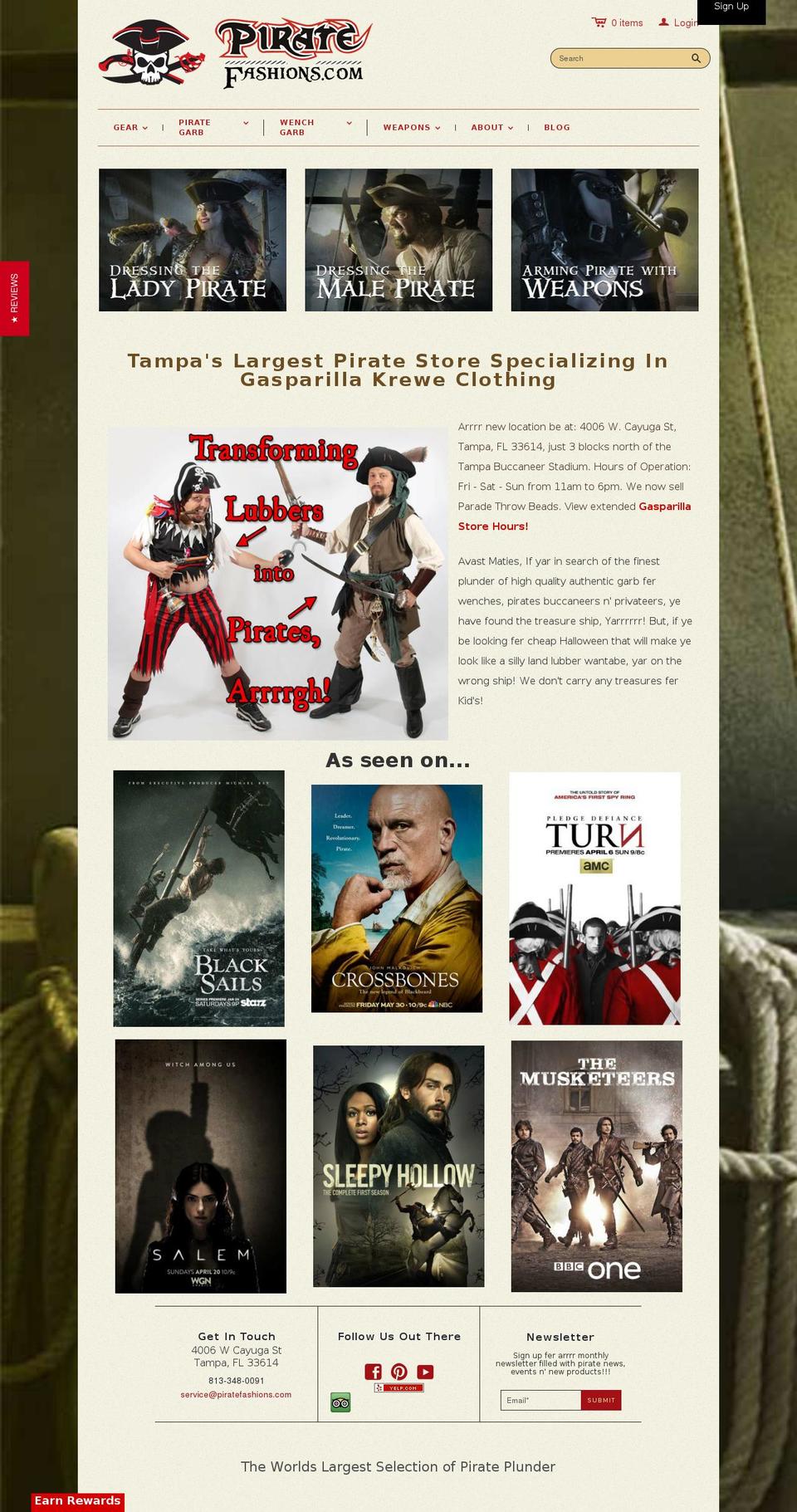 piratefashions.com shopify website screenshot