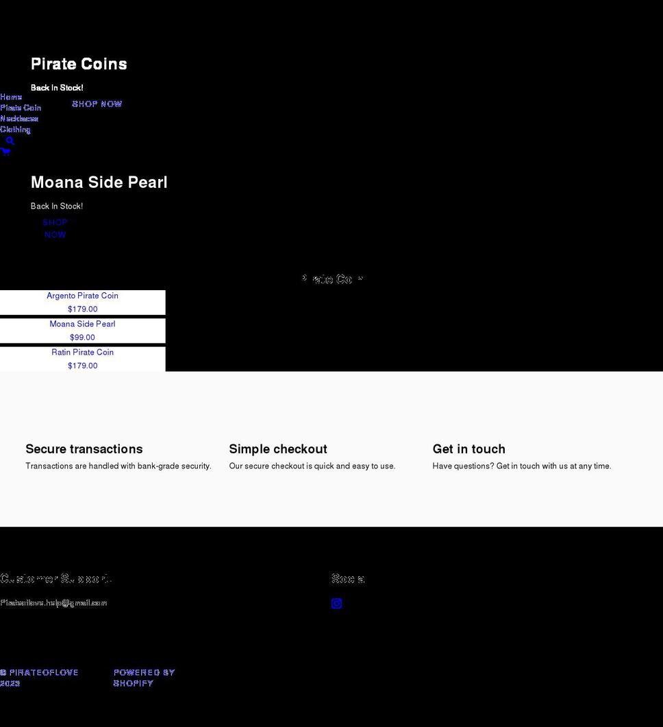 pirateoflove.com shopify website screenshot