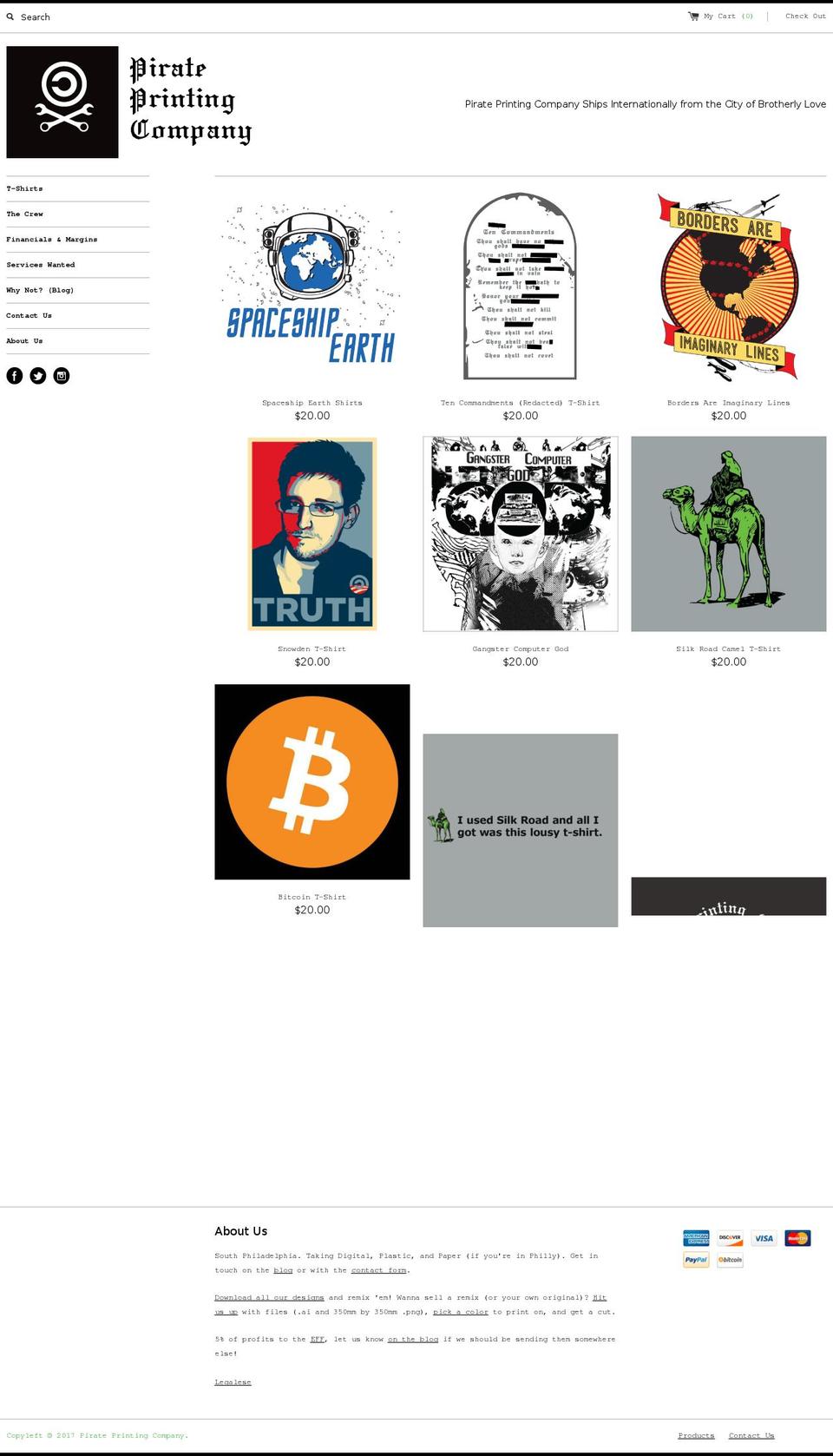 pirateprintingcompany.com shopify website screenshot