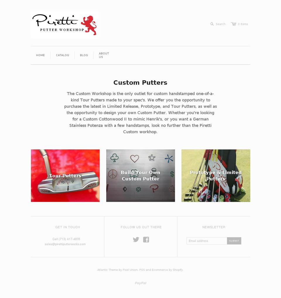 pirettiputterworks.com — Shopify storefront screenshot