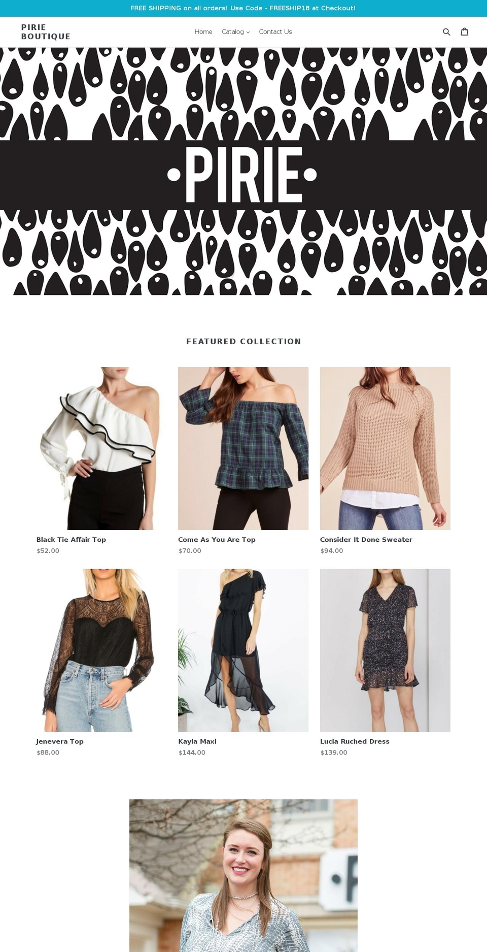 pirieboutique.com shopify website screenshot
