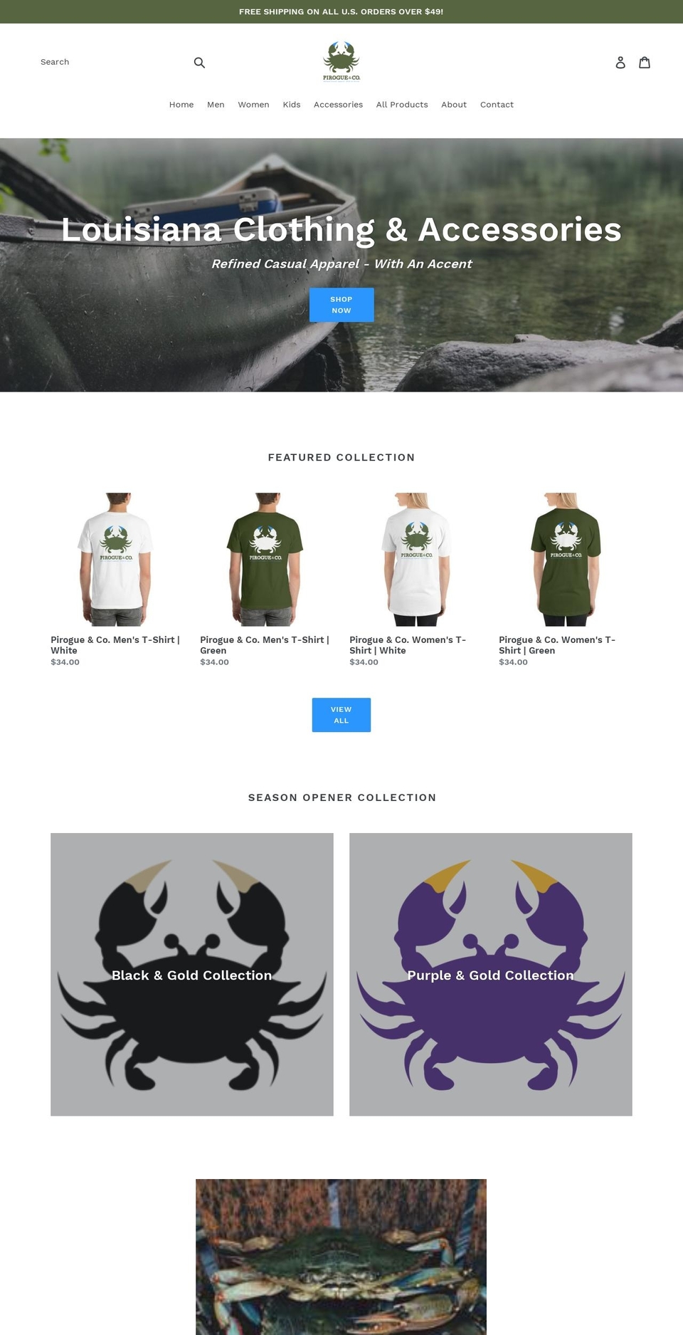 pirogueandco.com — Shopify storefront screenshot
