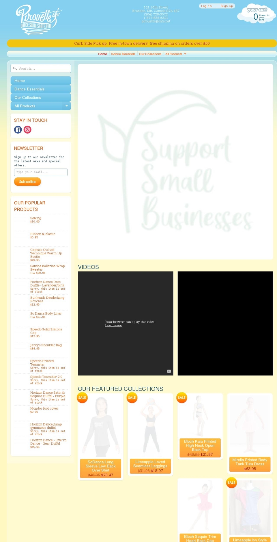 pirouetteactivewear.com shopify website screenshot