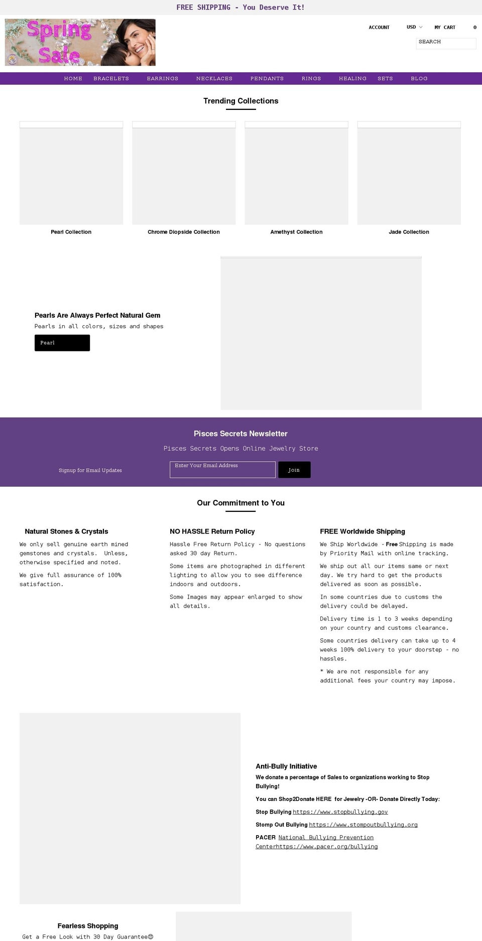 pisces-secrets.com shopify website screenshot