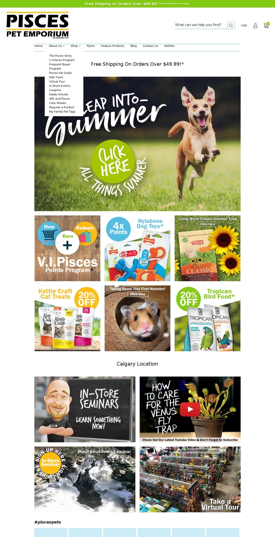 piscespets.com — Shopify storefront screenshot
