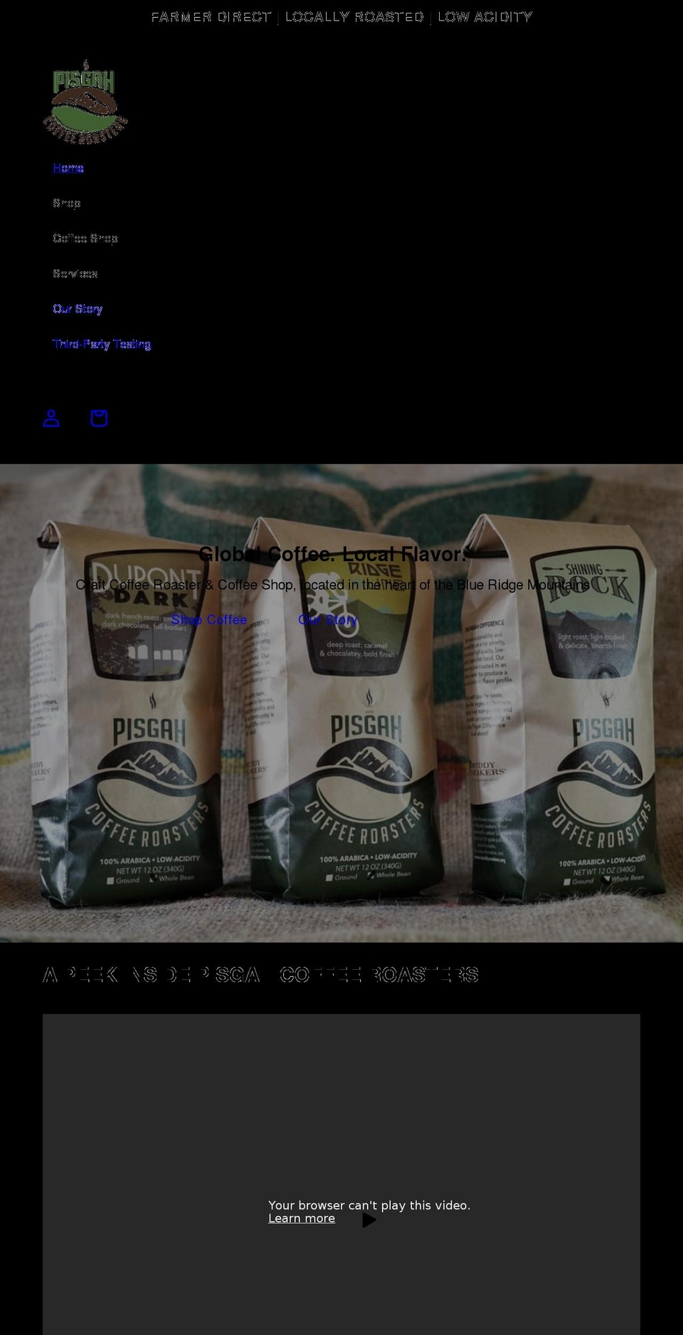 pisgahroasters.com shopify website screenshot