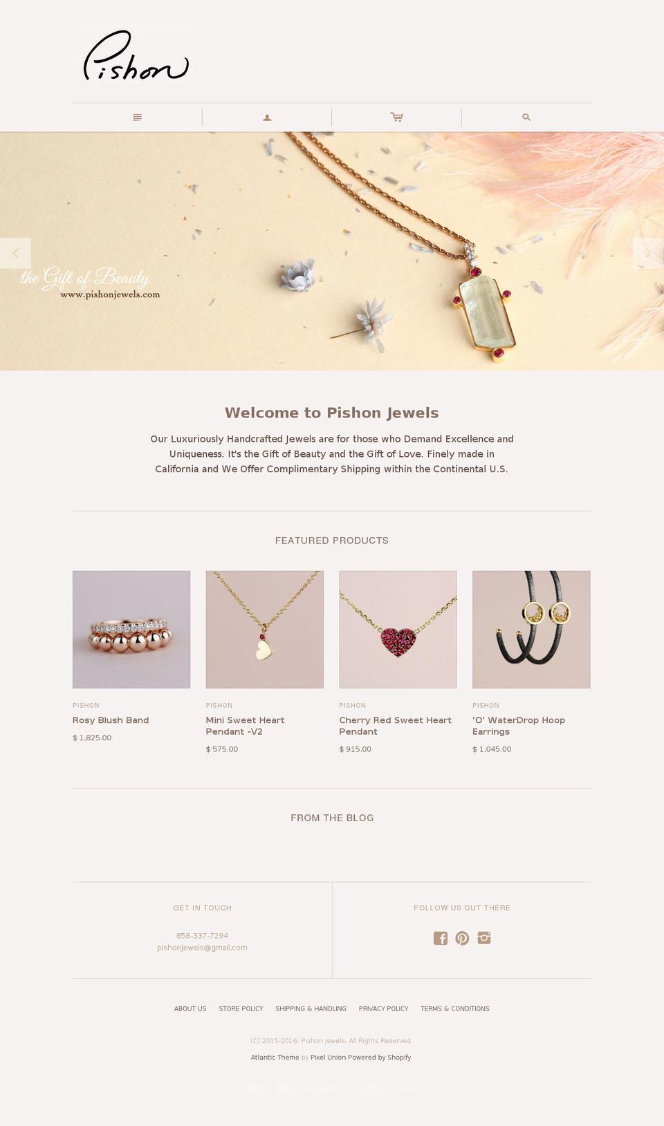 pishonjewels.com shopify website screenshot