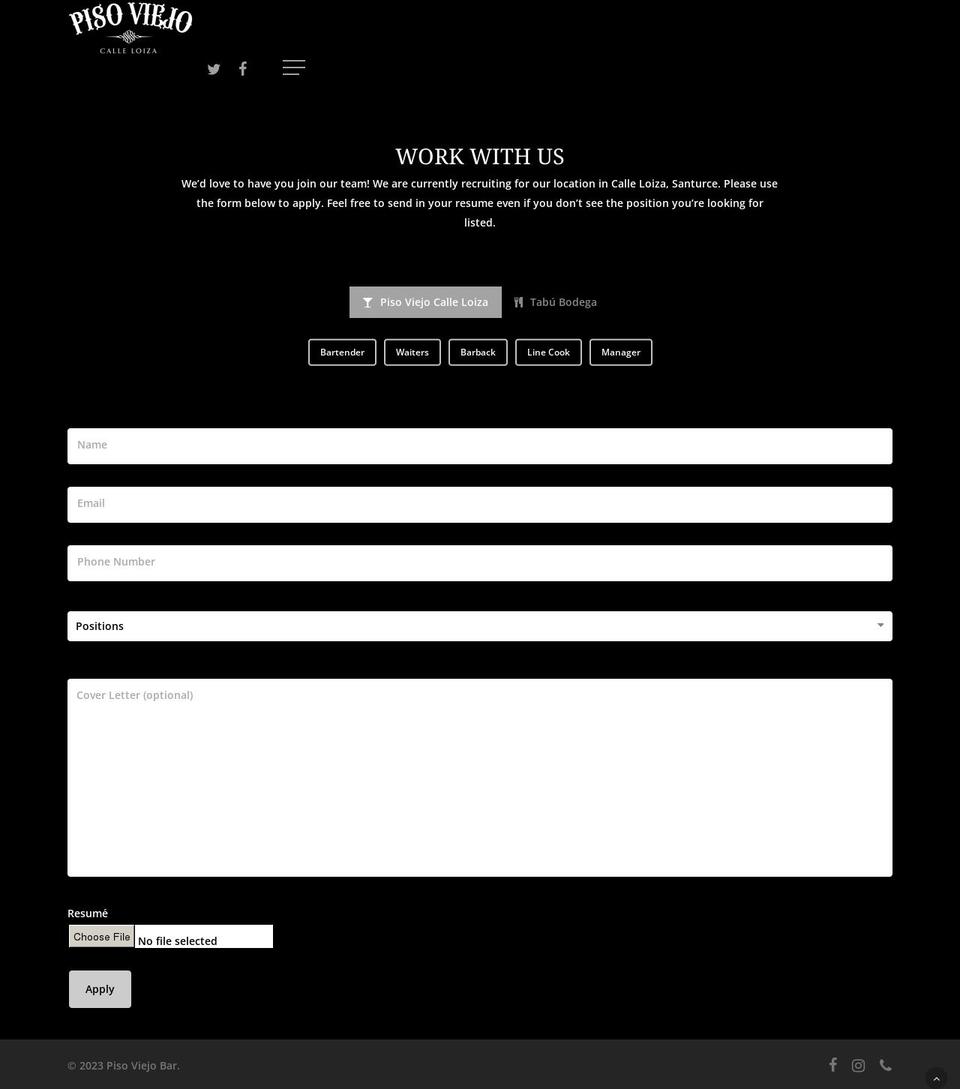 pisoviejobar.com — Shopify storefront screenshot