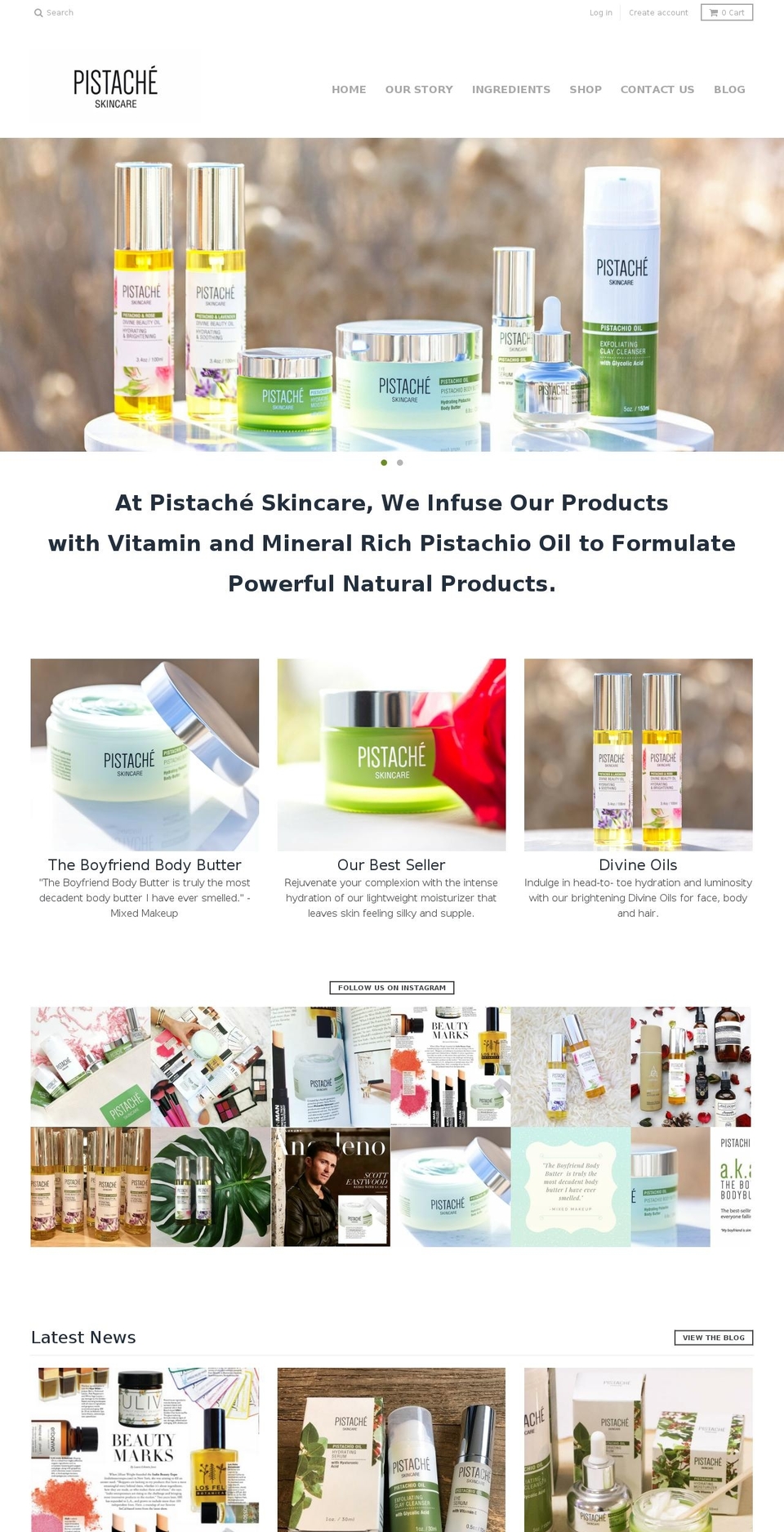 pistachioskincare.com shopify website screenshot