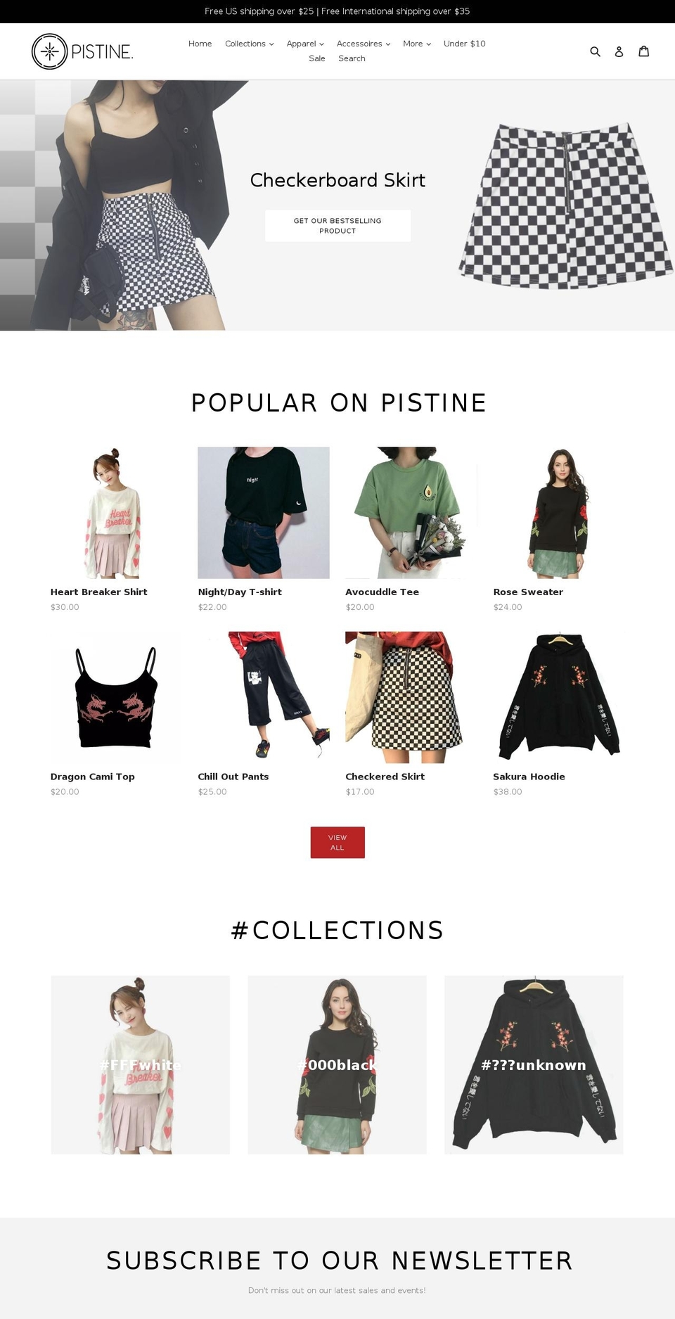 pistine.com — Shopify storefront screenshot