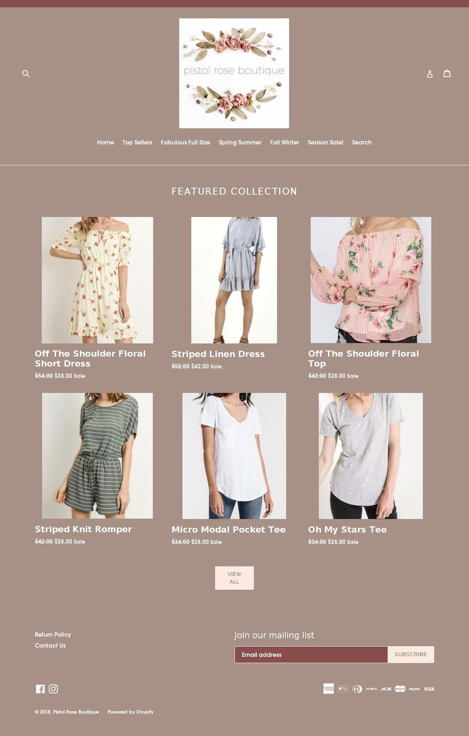 pistol-rose.com — Shopify storefront screenshot