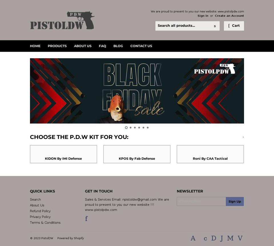 pistoldw.com shopify website screenshot