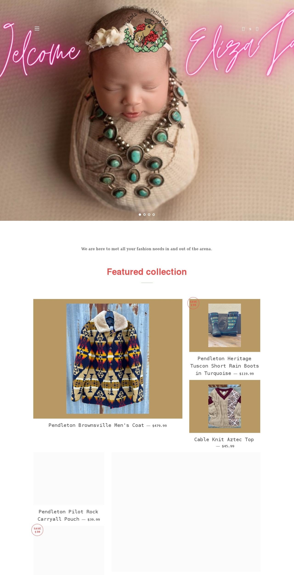 pistolsandpetticoats.com shopify website screenshot