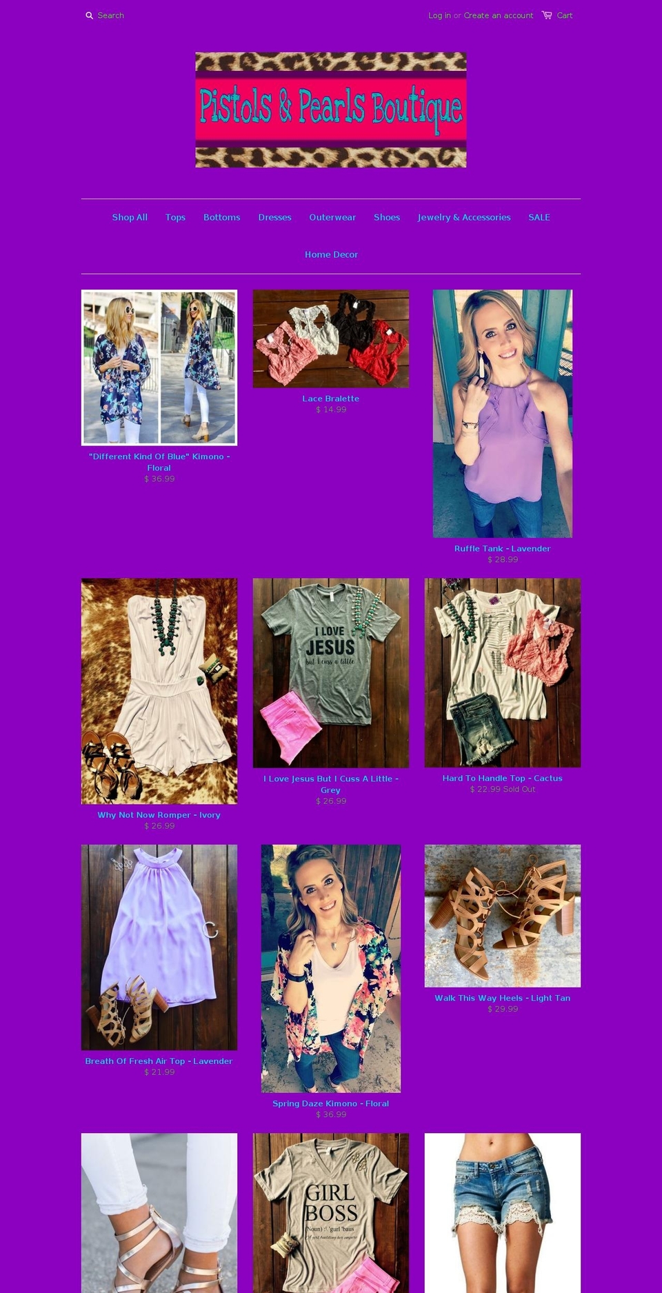 pistolsnpearlsboutique.com shopify website screenshot