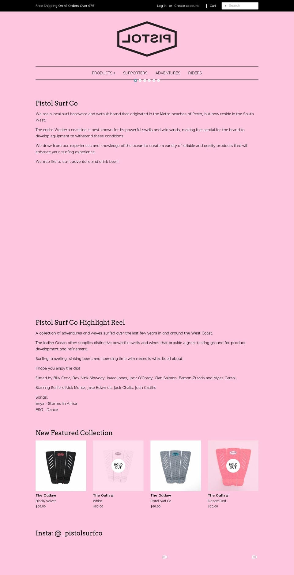 pistolsurf.com — Shopify storefront screenshot
