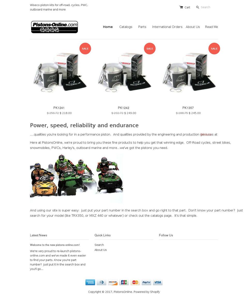 pistons-online.com shopify website screenshot